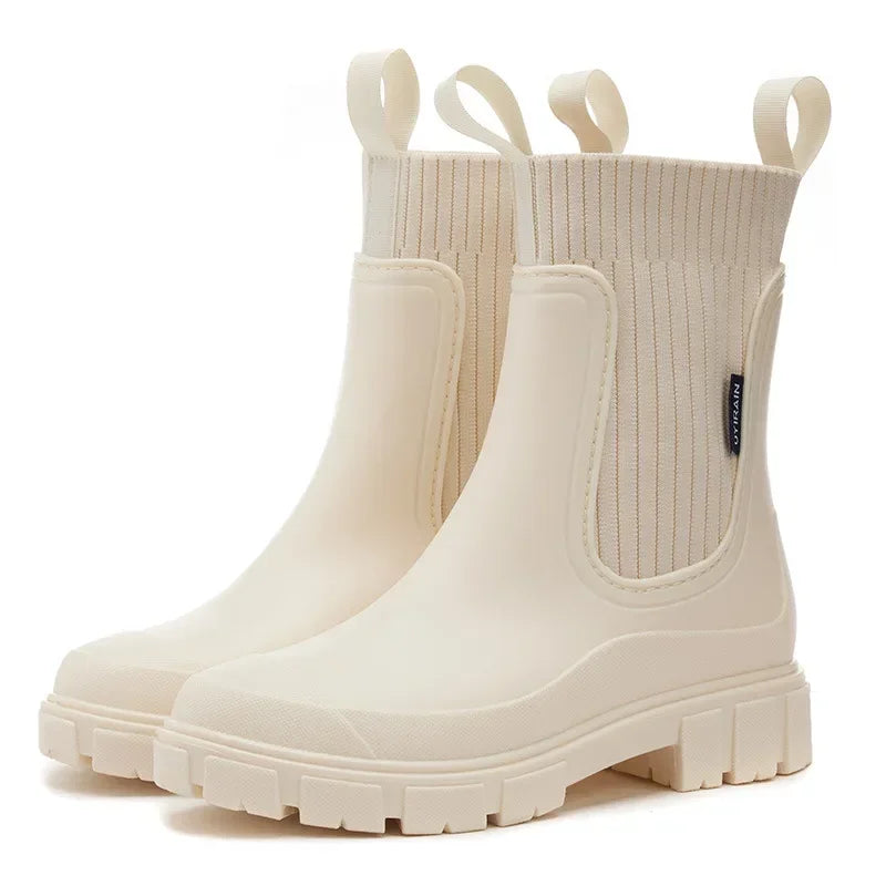 Bottes de pluie Émilie femme | Caoutchouc imperméable, tige élastique chic 7