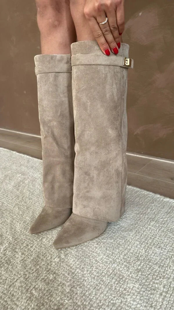 Bottes hautes Élégance pour femmes | Suédine douce, talon compensé 0