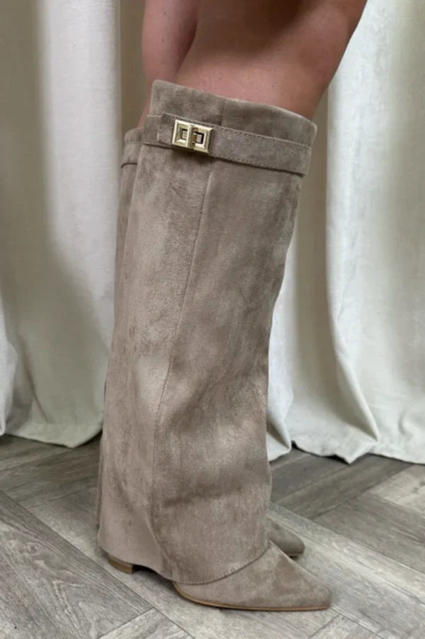 Bottes hautes Élégance pour femmes | Suédine douce, talon compensé 1
