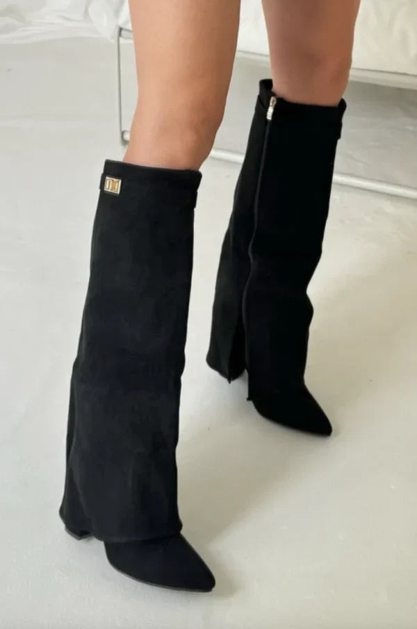 Bottes hautes Élégance pour femmes | Suédine douce, talon compensé 4