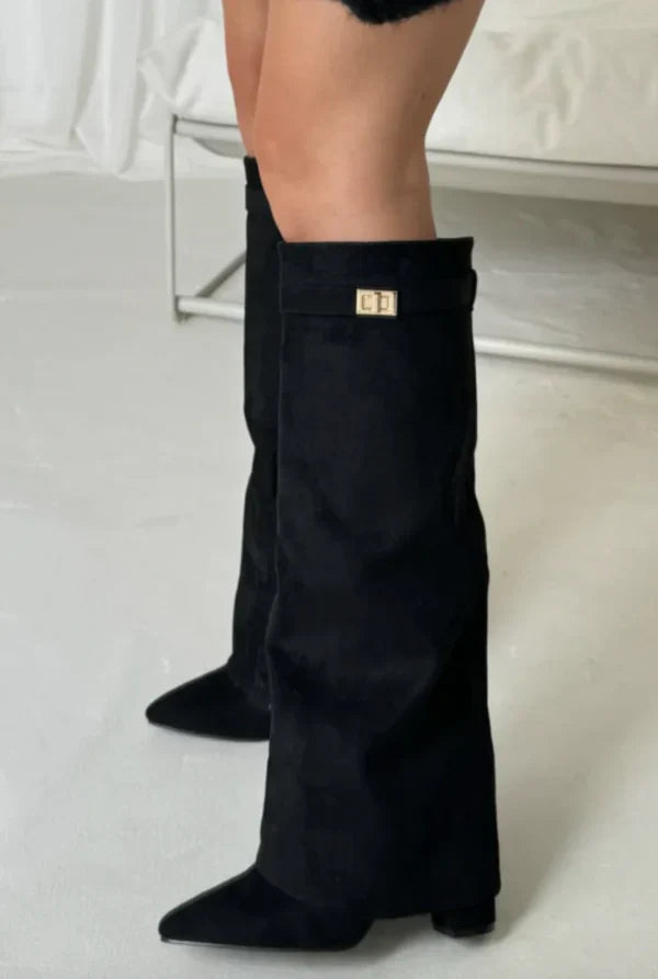 Bottes hautes Élégance pour femmes | Suédine douce, talon compensé 5