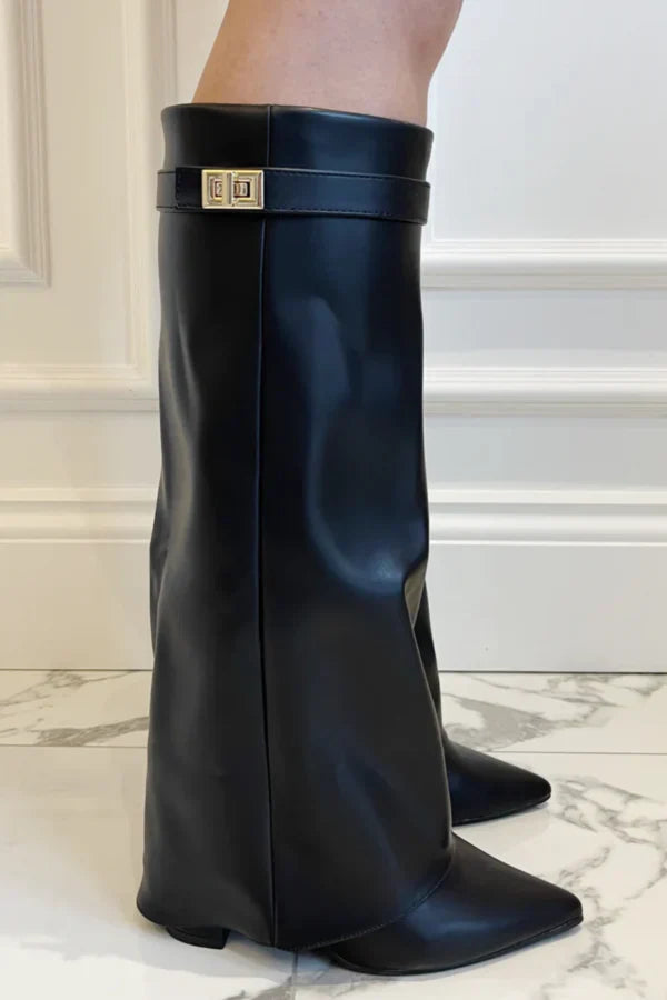 Bottes hautes Élégance pour femmes | Suédine douce, talon compensé 7