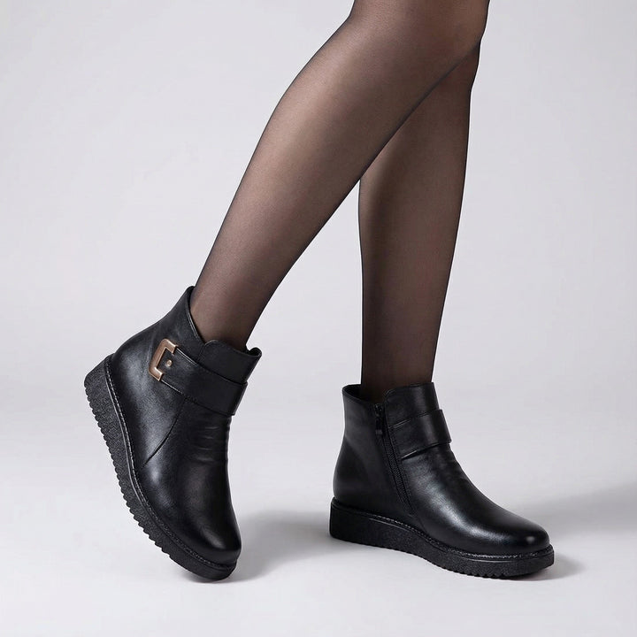 Bottines Compensées Riche Femme | Effet Cuir, Confort Optimal 2