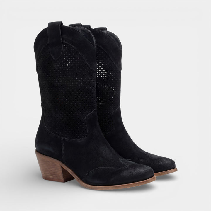 Bottines Noires Livia | Daim, Talon Carré 4
