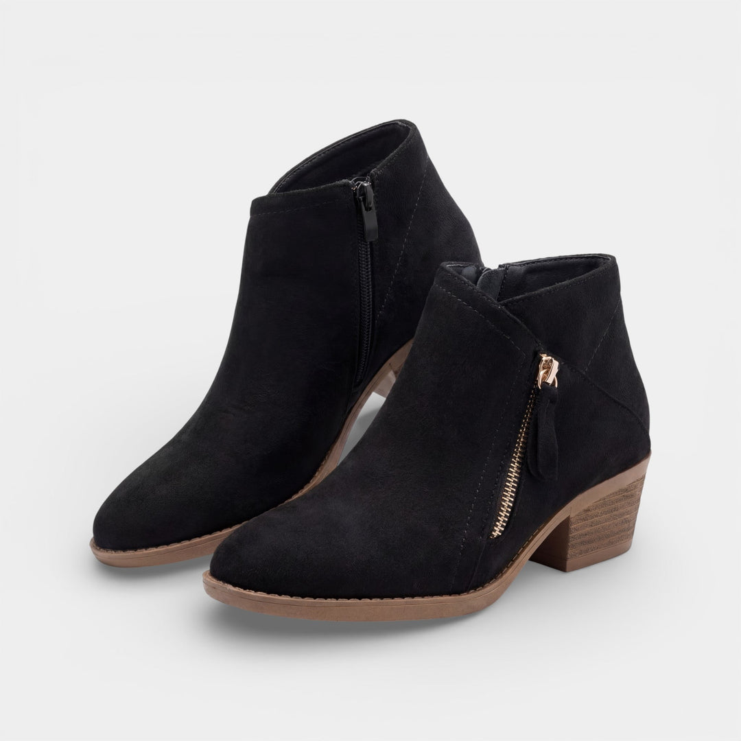 Bottines Riche en Cuir Noir Femme | Talon Épais, Coupe à la Cheville 3