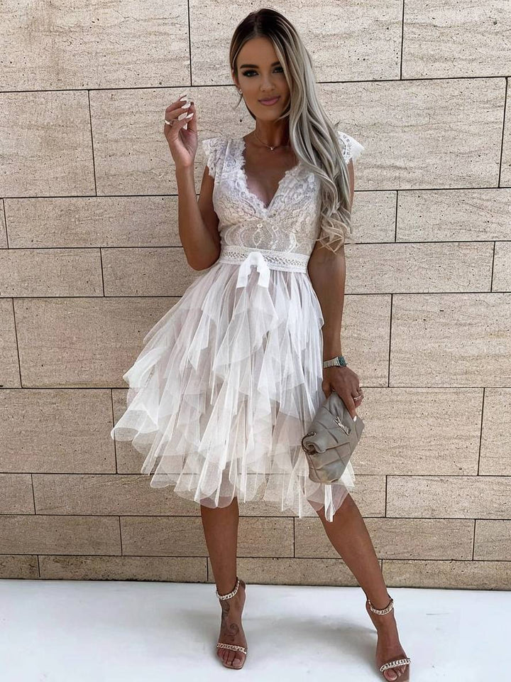 Robe Tulle Juliette | Volants, Dentelle, Décolleté V, Soirée Chic 3