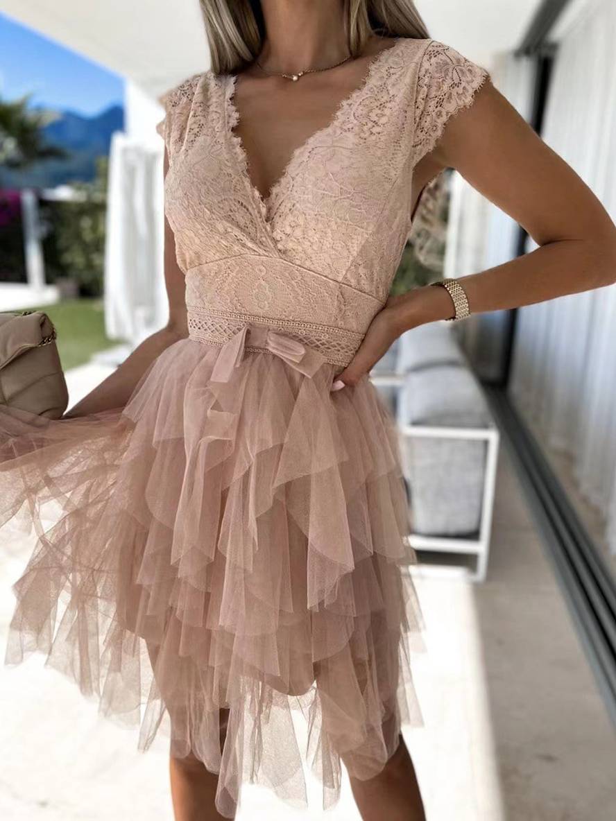 Robe Tulle Juliette | Volants, Dentelle, Décolleté V, Soirée Chic 7