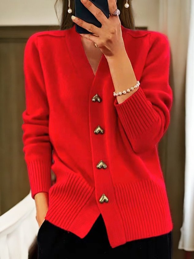 Cardigan Violette Épais | Style Vintage Préppy, Col V Élégant 5
