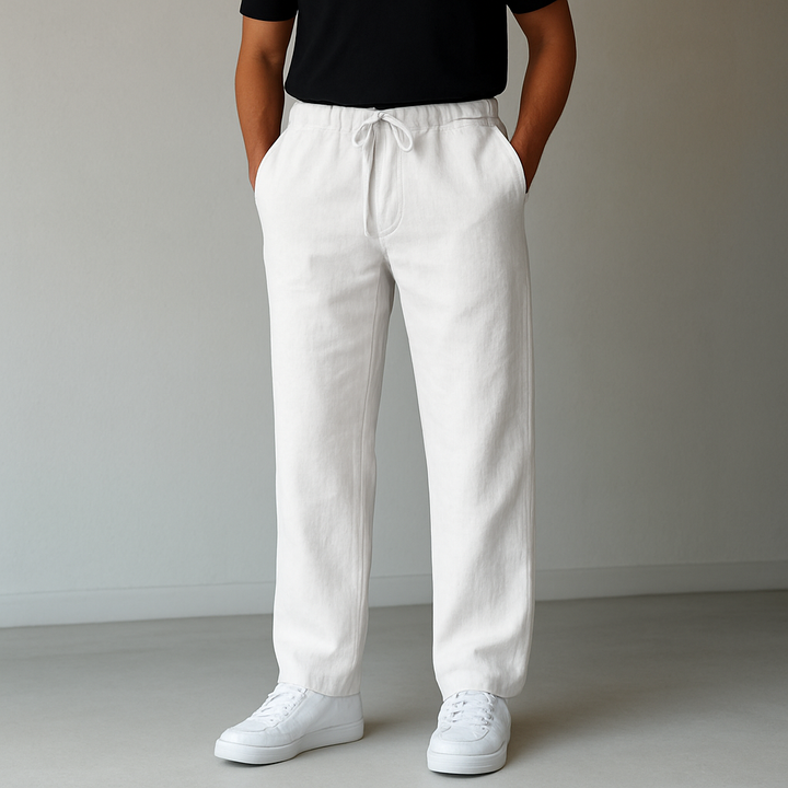 Pantalon en Lin Romain | Coupe Décontractée pour Homme, Poches Profondes 3