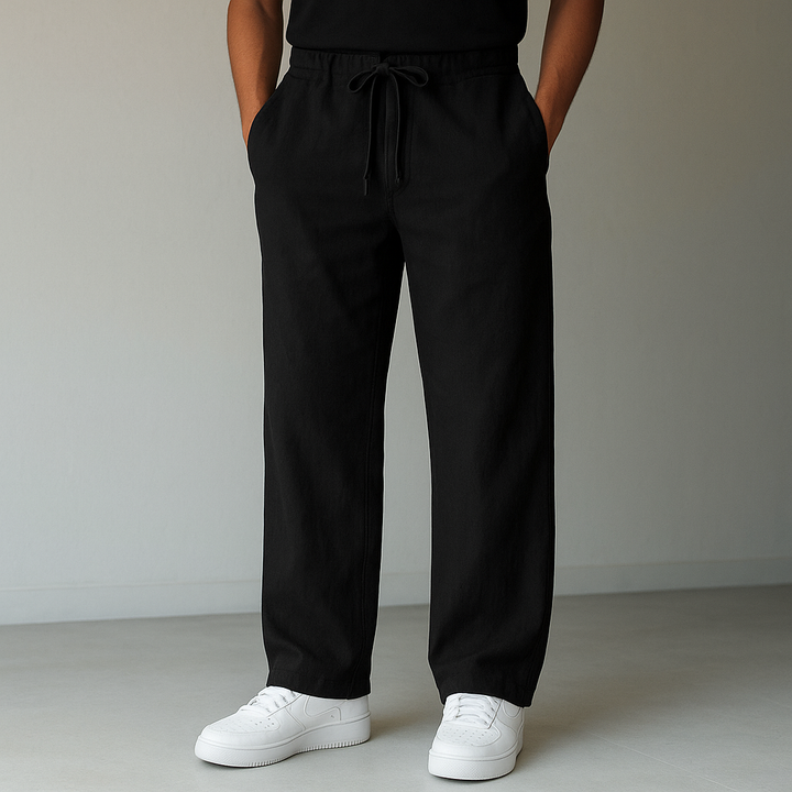 Pantalon en Lin Romain | Coupe Décontractée pour Homme, Poches Profondes 1