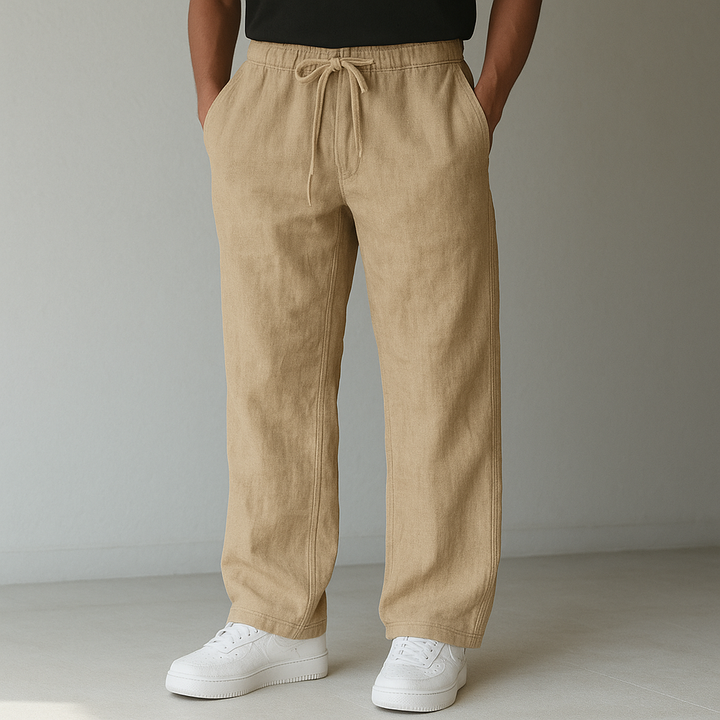 Pantalon en Lin Romain | Coupe Décontractée pour Homme, Poches Profondes 2