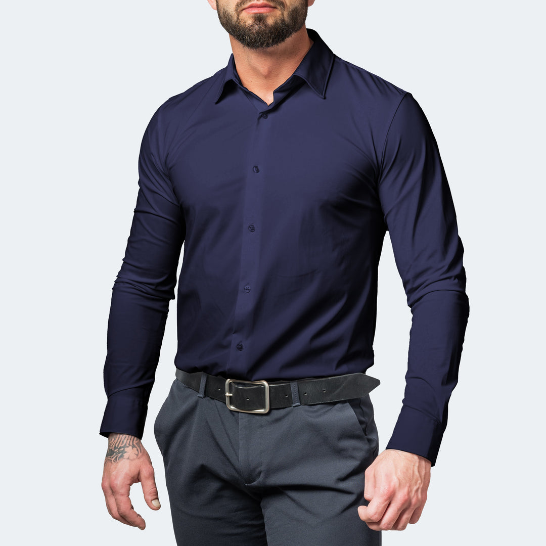 Chemise Célian | Stretch Ajustée, Col Large et Poignets Boutonnés pour Homme 4