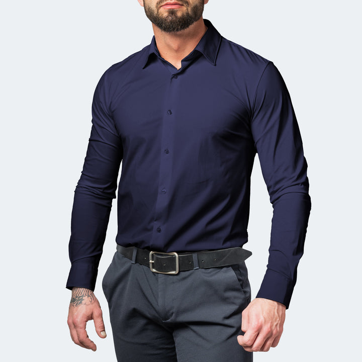 Chemise Célian | Stretch Ajustée, Col Large et Poignets Boutonnés pour Homme 4