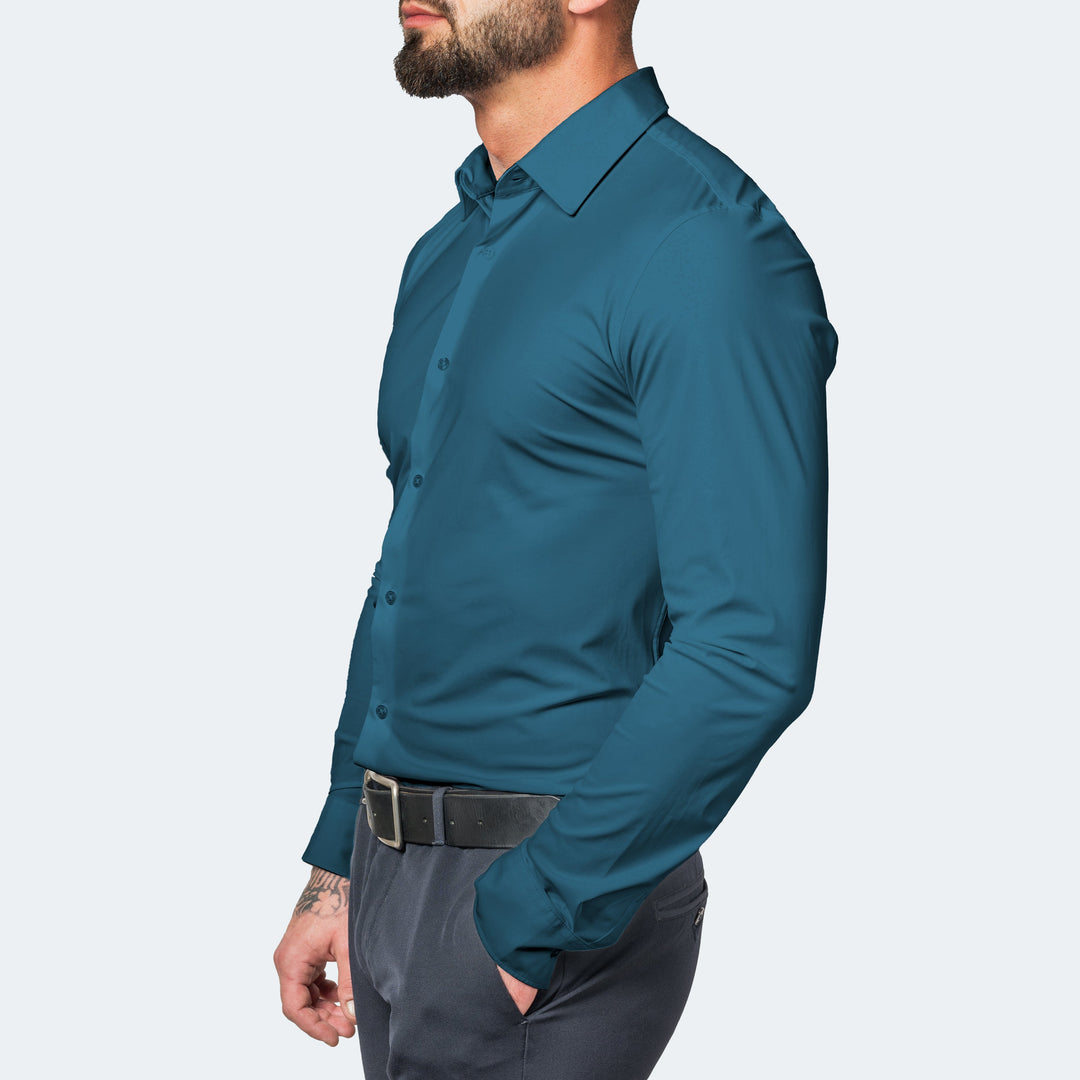 Chemise Célian | Stretch Ajustée, Col Large et Poignets Boutonnés pour Homme 6