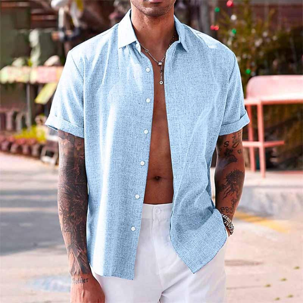 Chemise Celvio | Lin léger, col ouvert pour hommes 3