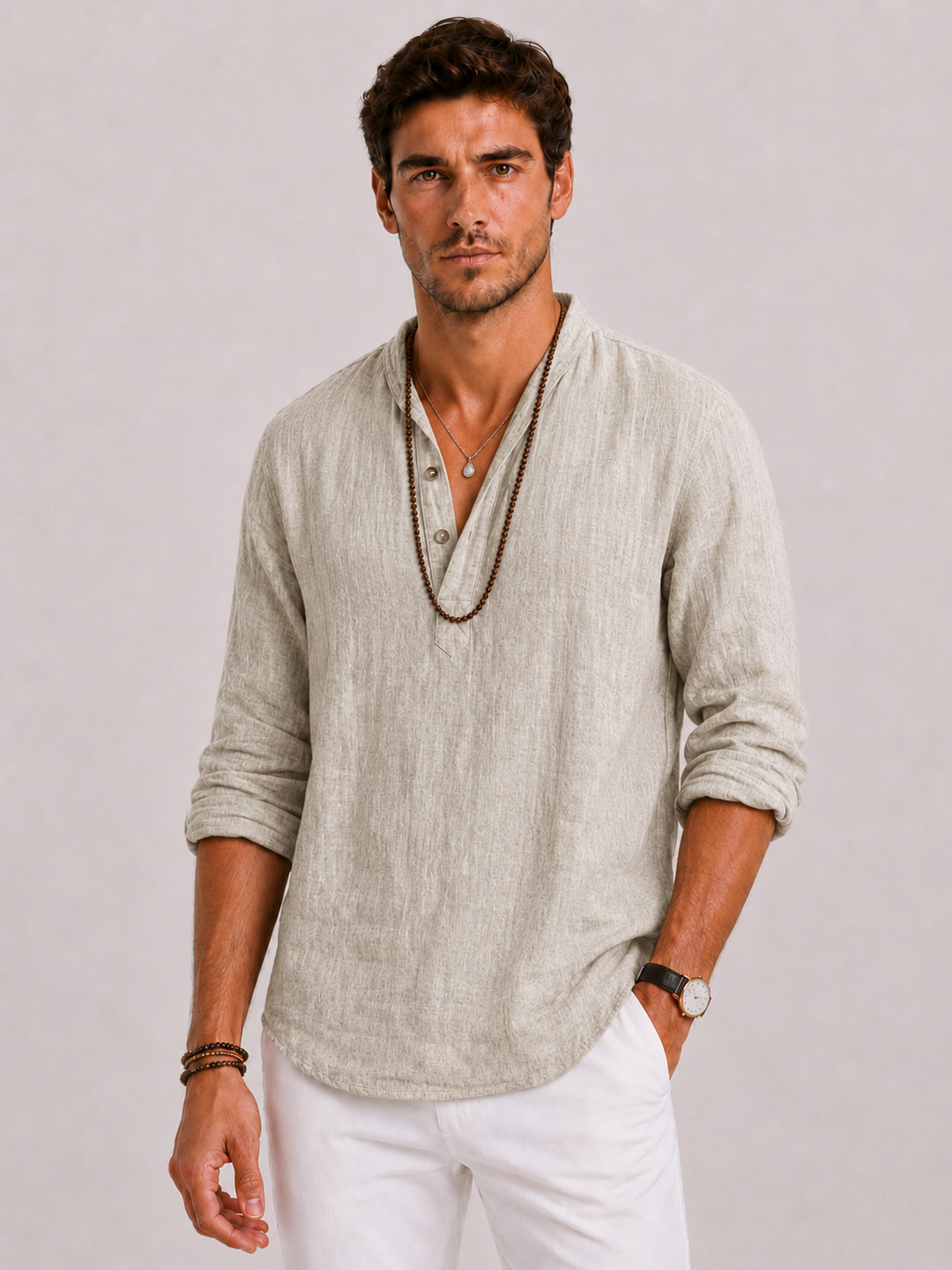 Chemise Celvoir | Lin léger, coupe ample et col V moderne 1