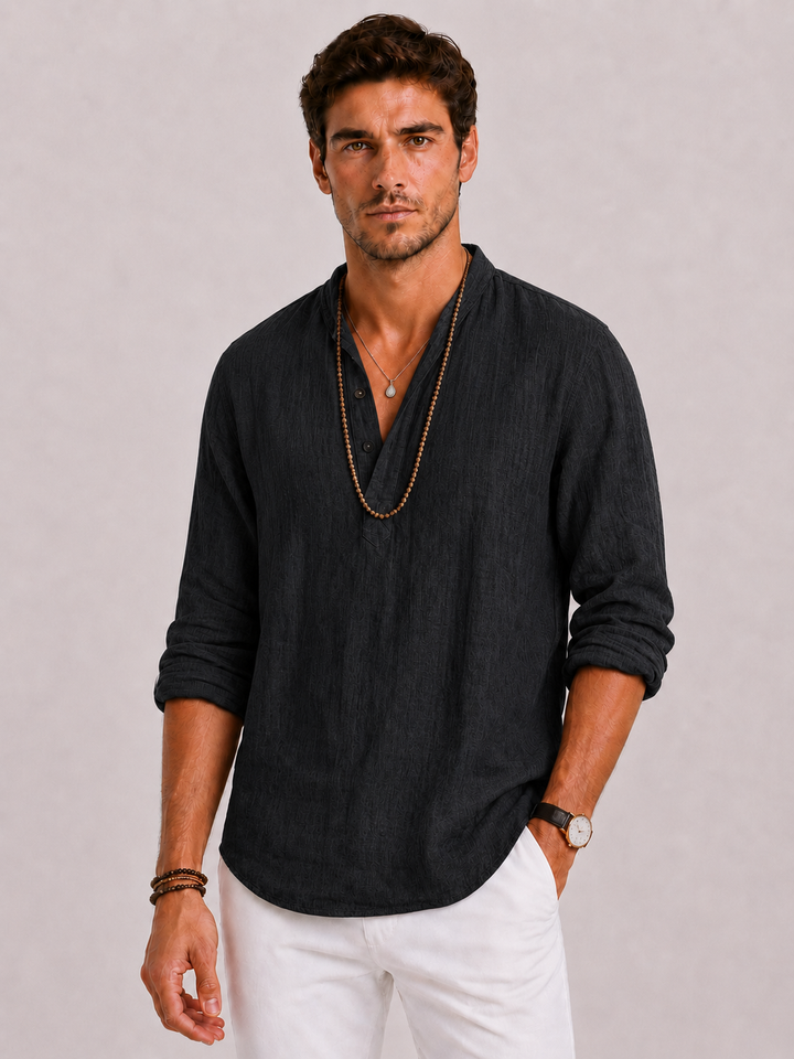 Chemise Celvoir | Lin léger, coupe ample et col V moderne 2