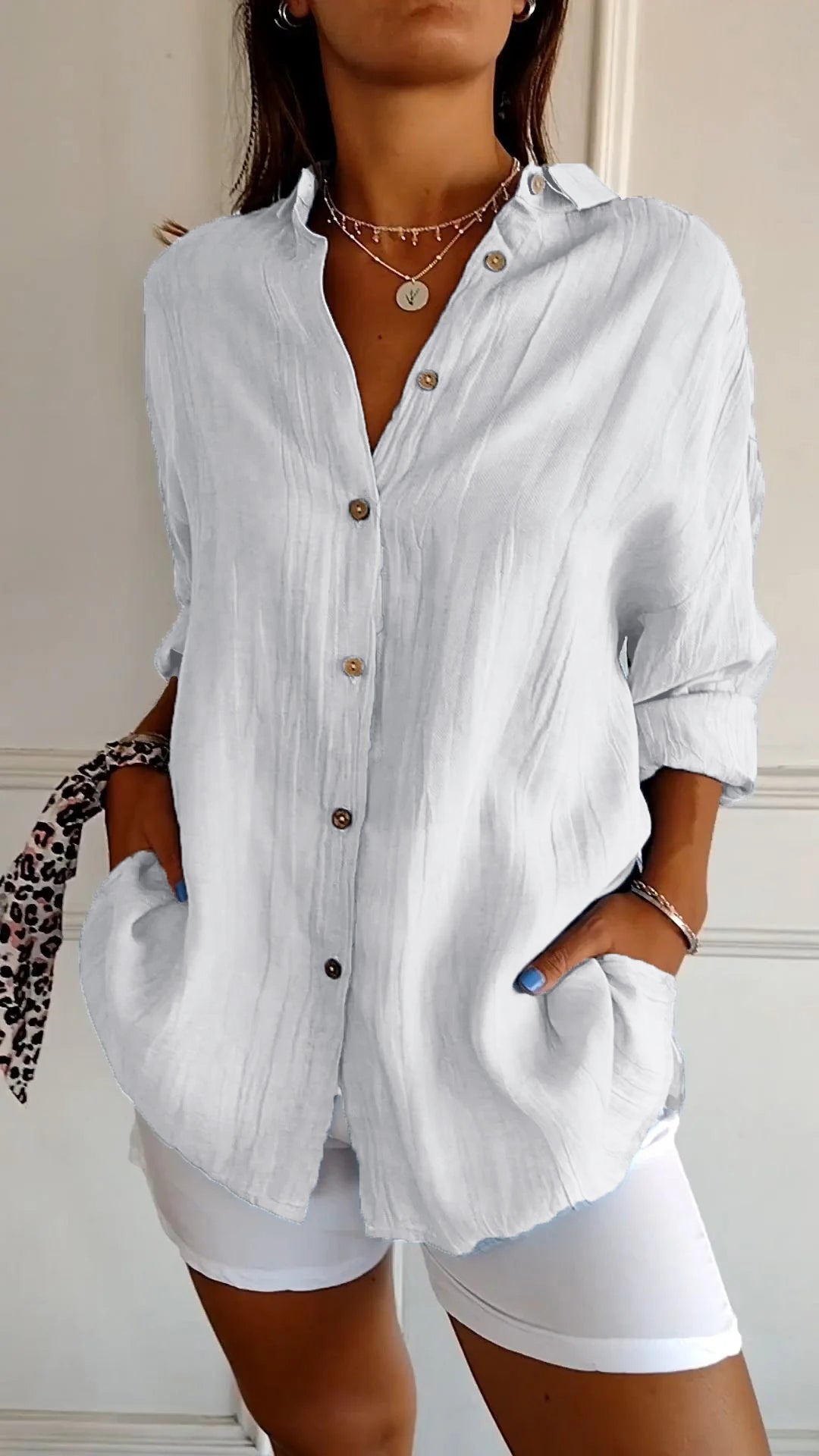 Chemise Clara | Coton Léger, Coupe Ample & Manches Retroussables 10