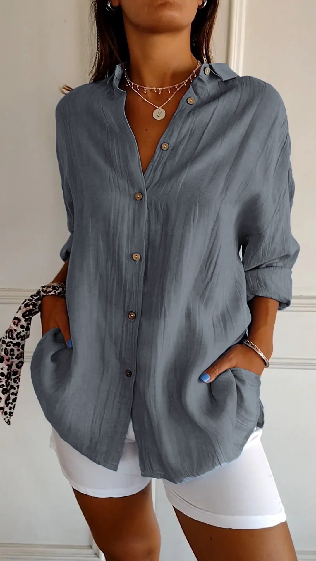 Chemise Clara | Coton Léger, Coupe Ample & Manches Retroussables 11