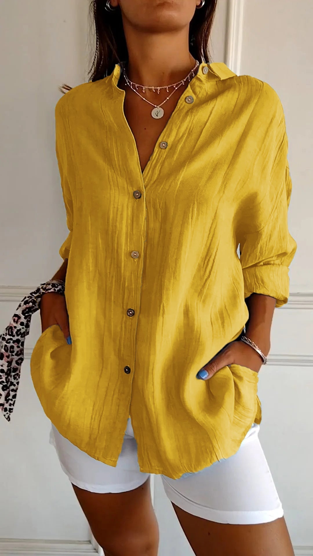 Chemise Clara | Coton Léger, Coupe Ample & Manches Retroussables 4
