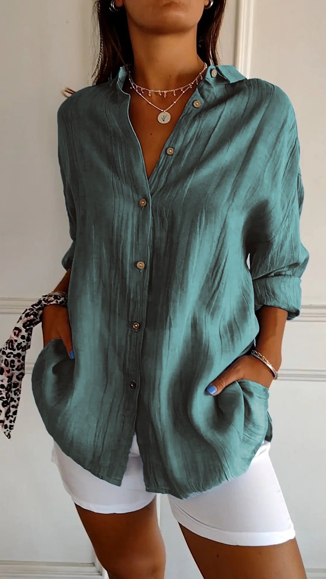 Chemise Clara | Coton Léger, Coupe Ample & Manches Retroussables 5