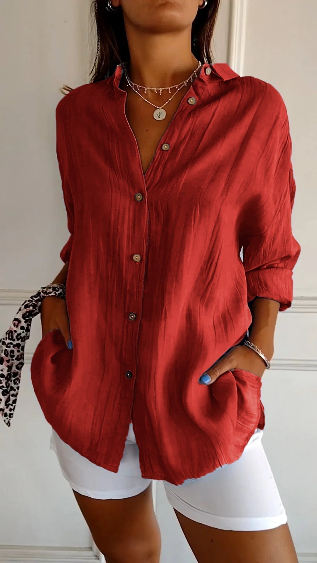 Chemise Clara | Coton Léger, Coupe Ample & Manches Retroussables 6