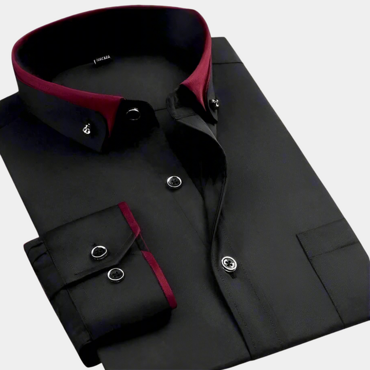 Chemise Classique Laurent | Coton Haut de Gamme, Col Contrasté 0