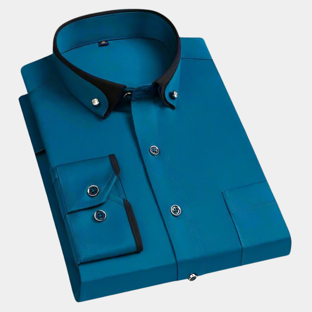 Chemise Classique Laurent | Coton Haut de Gamme, Col Contrasté 7