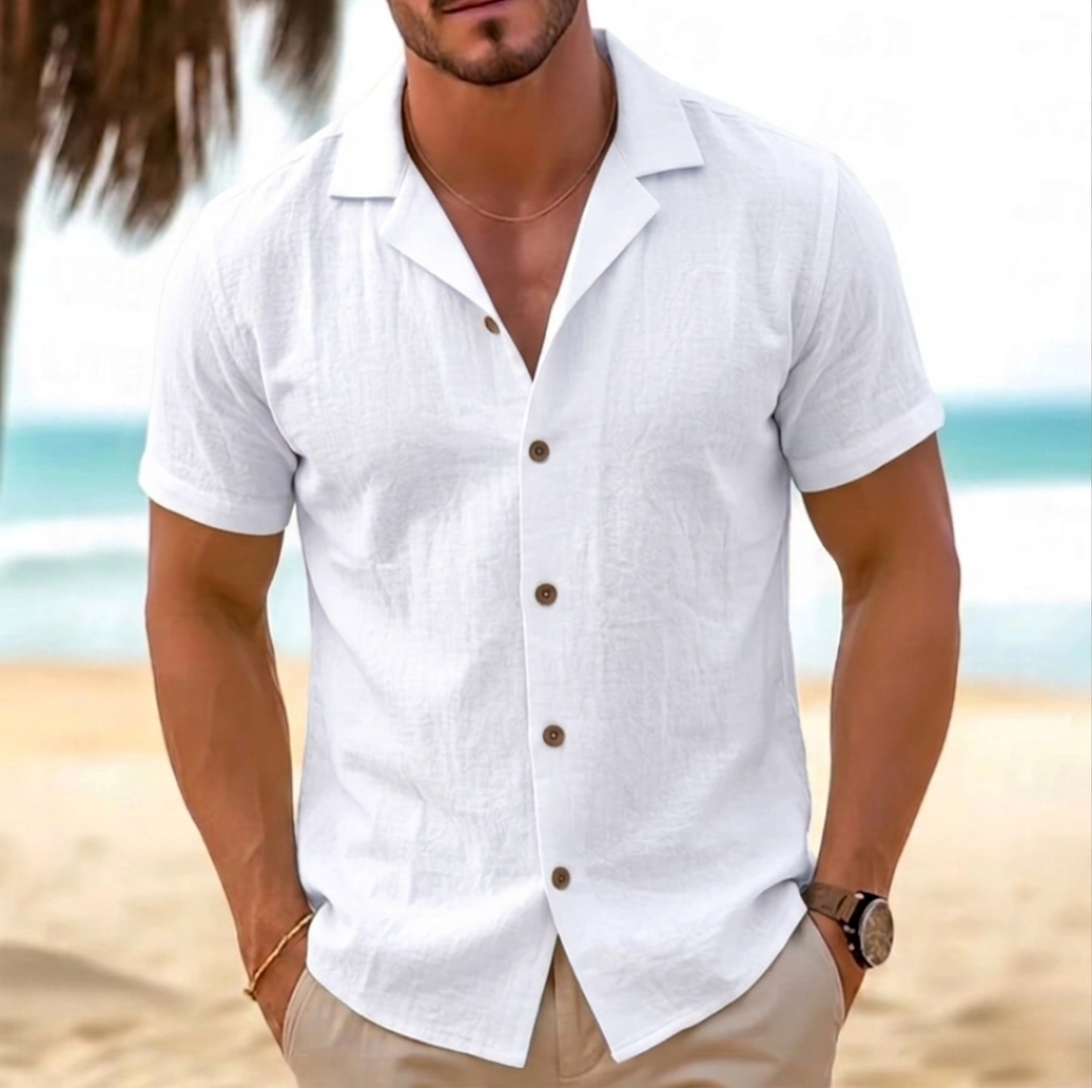 Chemise Homme Alain | Col Camp Ouvert, Coupe Décontractée Manches Courtes 5