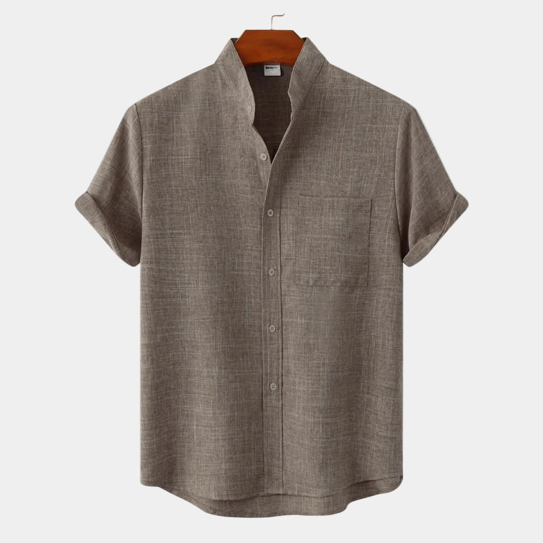 Chemise Homme Hugo | Manches Courtes, Col Mao & Poche Poitrine 1