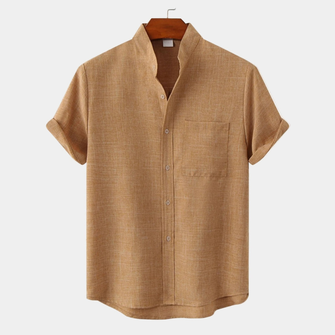Chemise Homme Hugo | Manches Courtes, Col Mao & Poche Poitrine 3