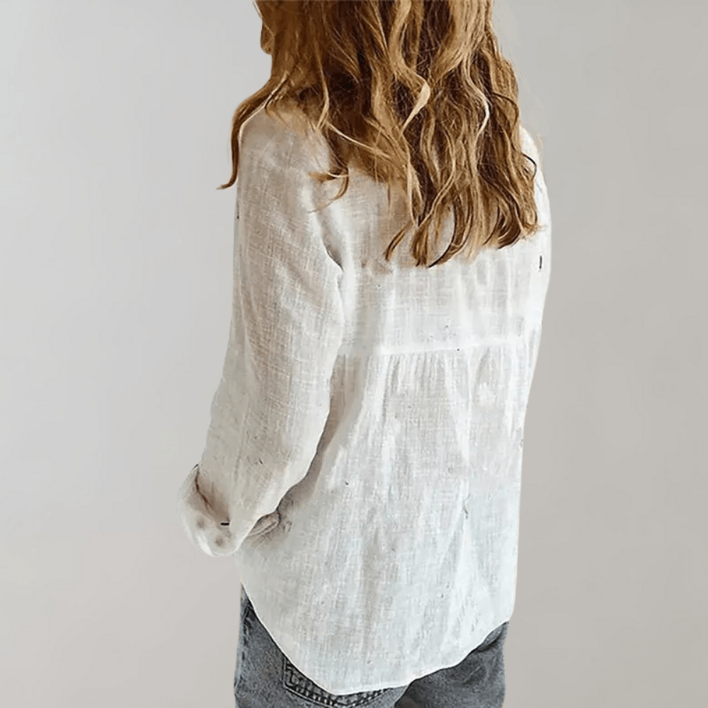 Chemise Lina | Lin Léger, Manches Longues & Col en V 1