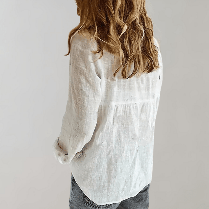 Chemise Lina | Lin Léger, Manches Longues & Col en V 1