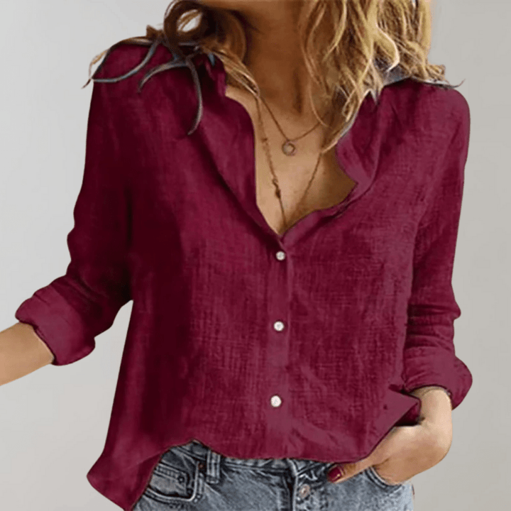 Chemise Lina | Lin Léger, Manches Longues & Col en V 4