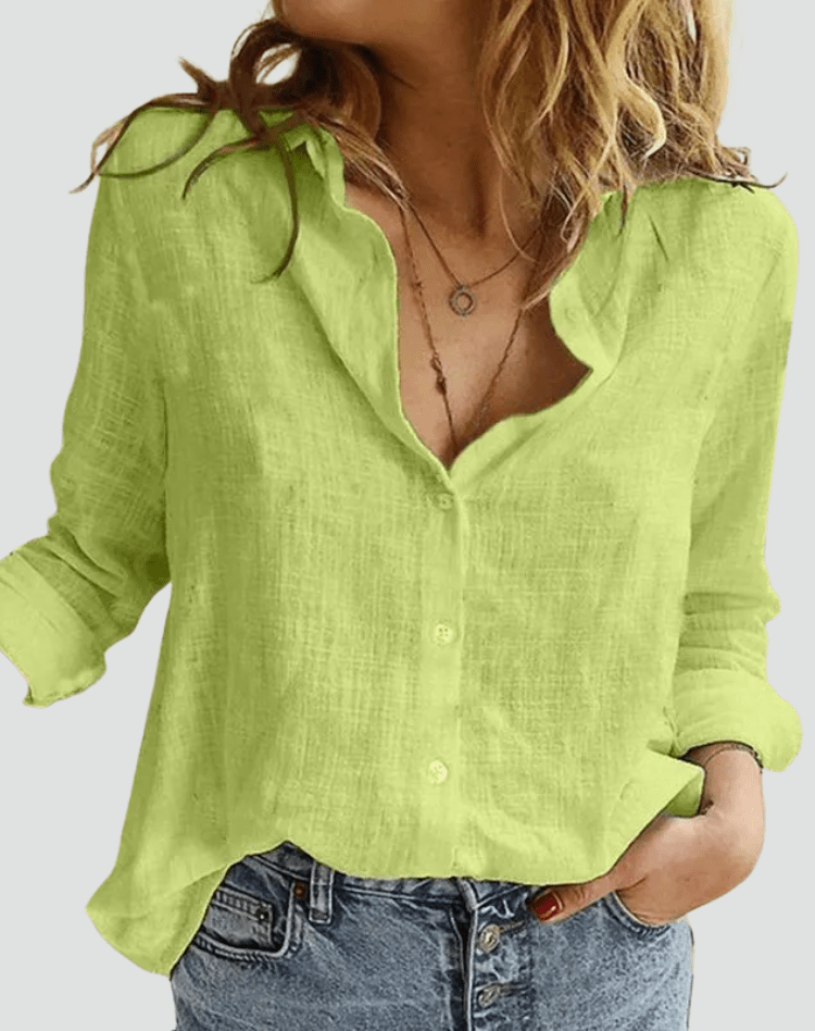 Chemise Lina | Lin Léger, Manches Longues & Col en V 6