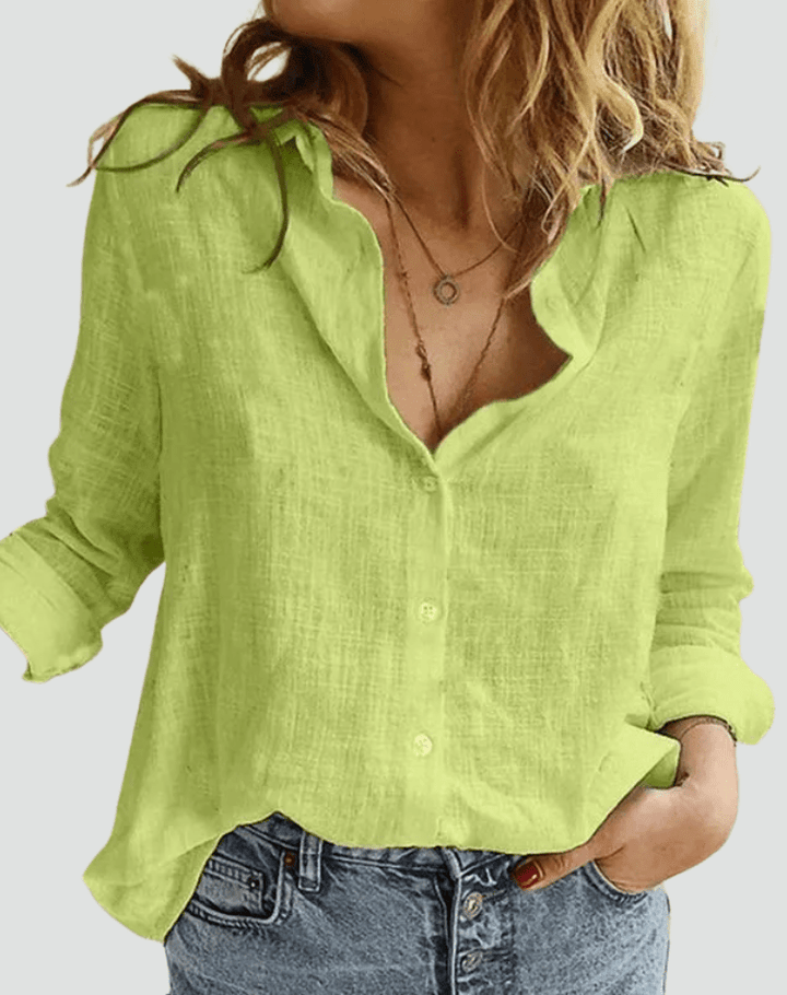 Chemise Lina | Lin Léger, Manches Longues & Col en V 6