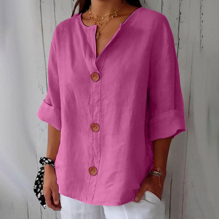 Chemise Livia | Lin Léger, Coupe Large & Col en V pour Femme 1