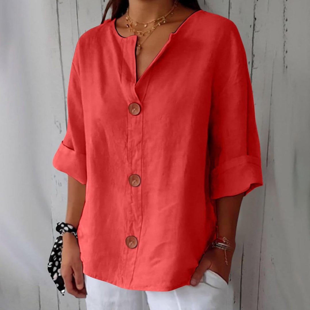 Chemise Livia | Lin Léger, Coupe Large & Col en V pour Femme 10