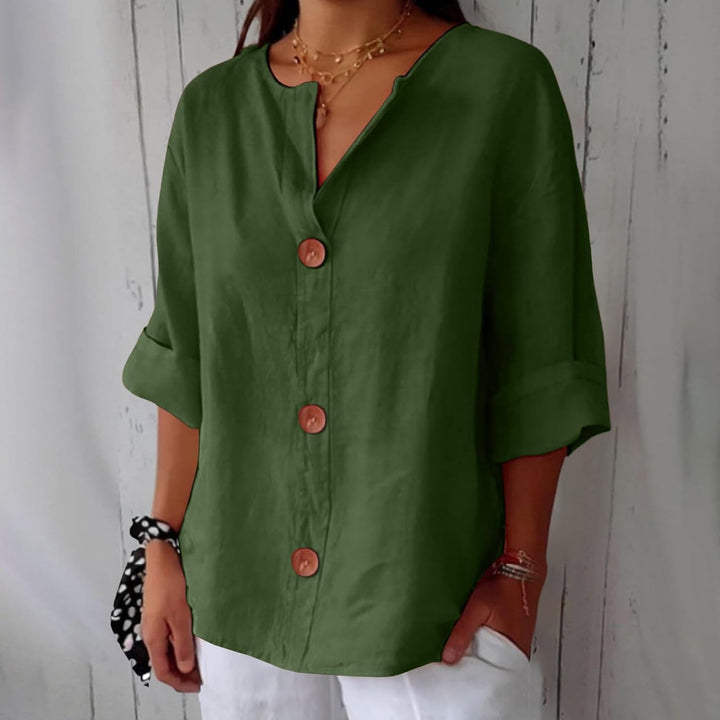 Chemise Livia | Lin Léger, Coupe Large & Col en V pour Femme 2