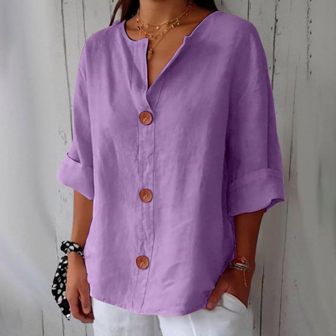 Chemise Livia | Lin Léger, Coupe Large & Col en V pour Femme 5