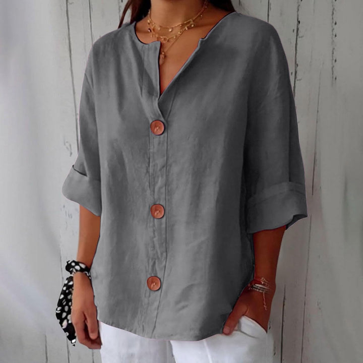 Chemise Livia | Lin Léger, Coupe Large & Col en V pour Femme 6
