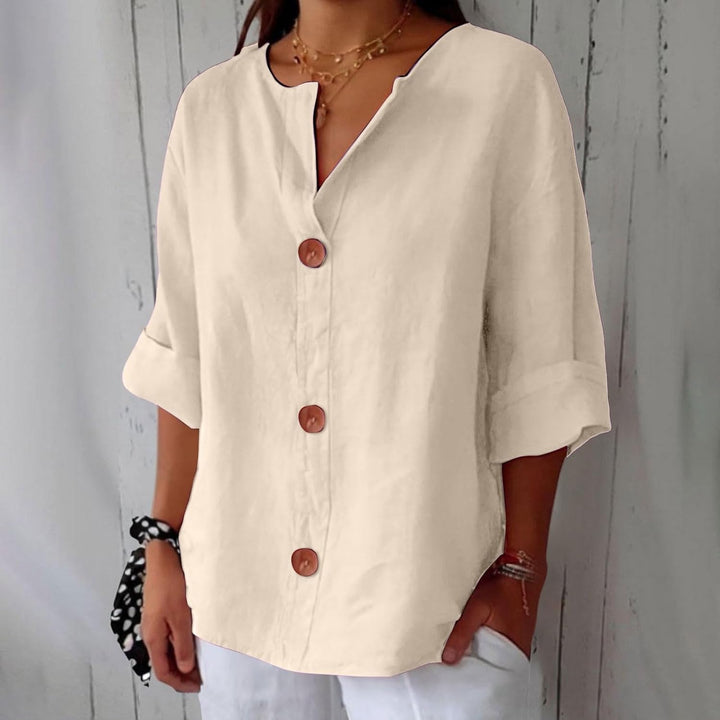 Chemise Livia | Lin Léger, Coupe Large & Col en V pour Femme 7