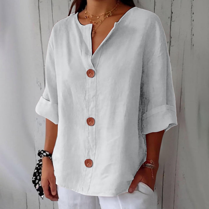 Chemise Livia | Lin Léger, Coupe Large & Col en V pour Femme 8