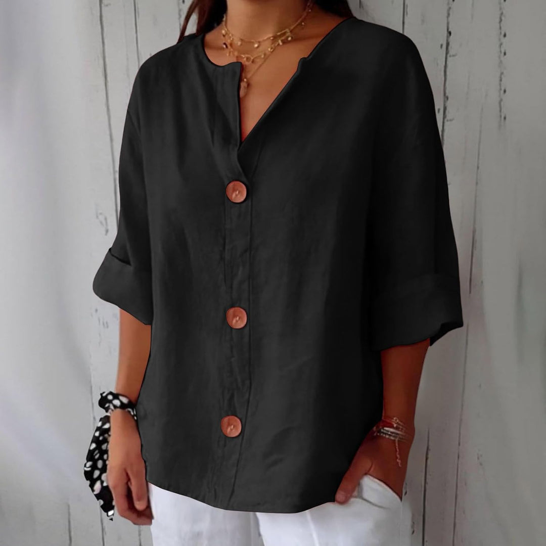 Chemise Livia | Lin Léger, Coupe Large & Col en V pour Femme 9