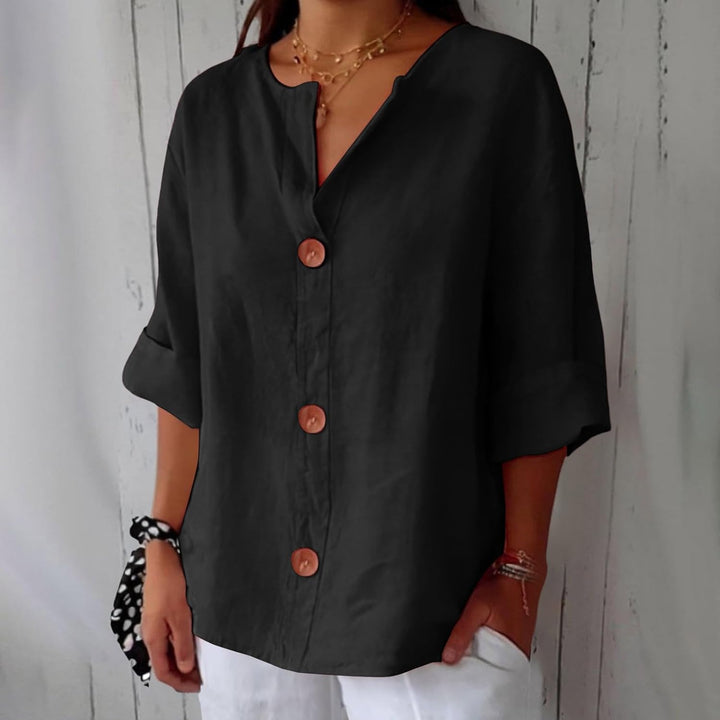 Chemise Livia | Lin Léger, Coupe Large & Col en V pour Femme 9