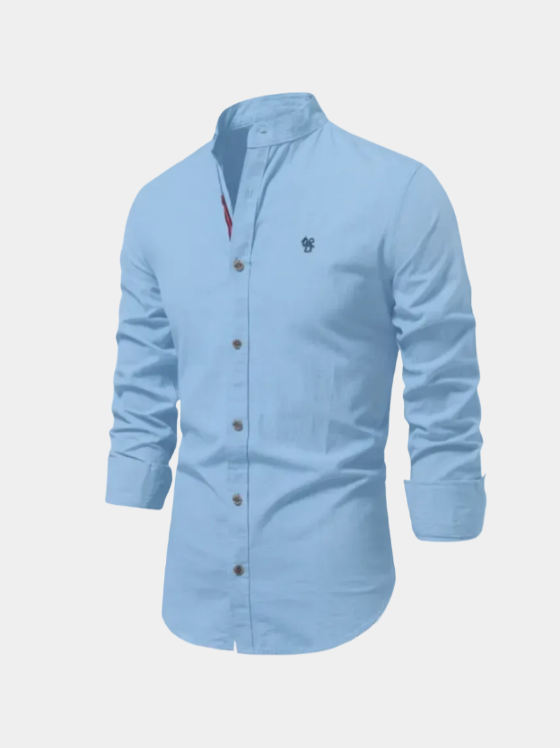 Chemise Mao Hugo | Col moderne, logo brodé et manches longues 2