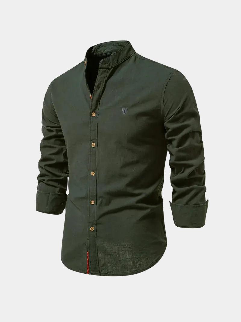 Chemise Mao Hugo | Col moderne, logo brodé et manches longues 3