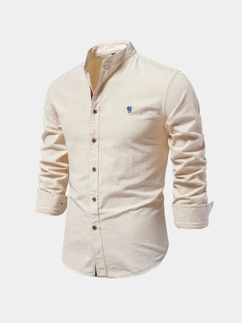 Chemise Mao Hugo | Col moderne, logo brodé et manches longues 4