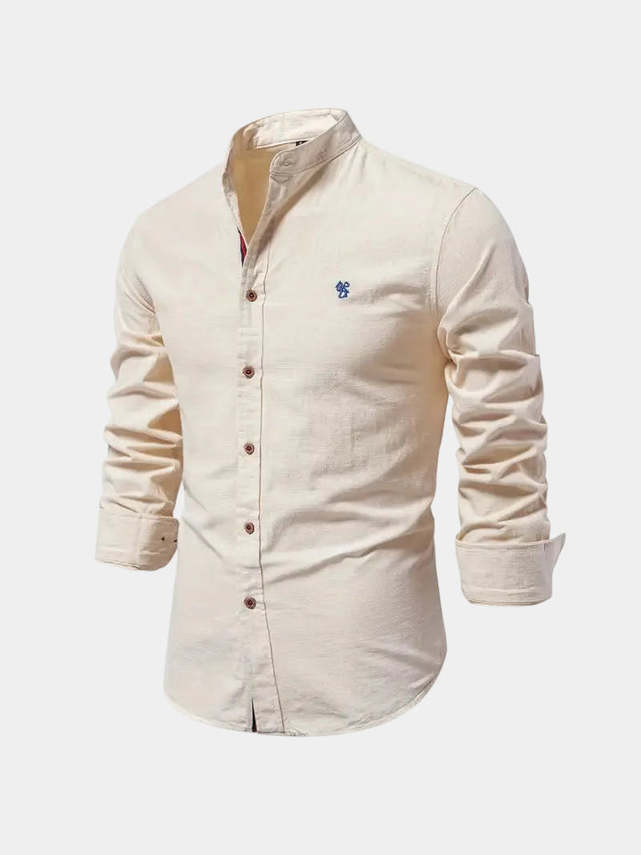 Chemise Mao Hugo | Col moderne, logo brodé et manches longues 4