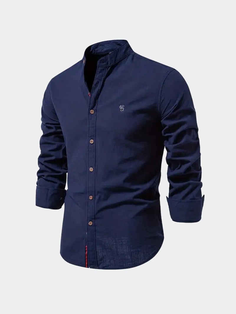 Chemise Mao Hugo | Col moderne, logo brodé et manches longues 5